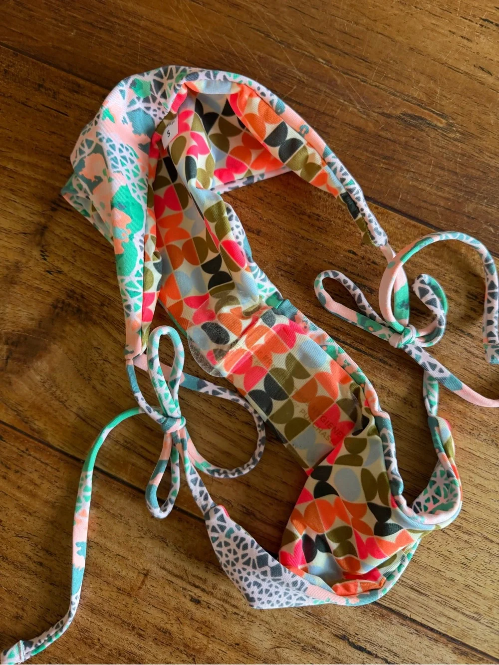 NWOT Maaje Coral, Turquoise & White Tie-Side Bikini Bottom Reversible / small